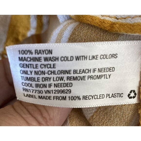 Xhilaration Womens XXL Faux Wrap Sunflower Yellow White Striped Ruffle Hem Dress - Picture 8 of 12